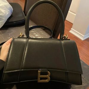 Authentic BALENCIAGA Black Leather Hourglass Small